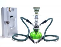 Green Mamba with case - Small 2 Hose 10 inch Hookah
